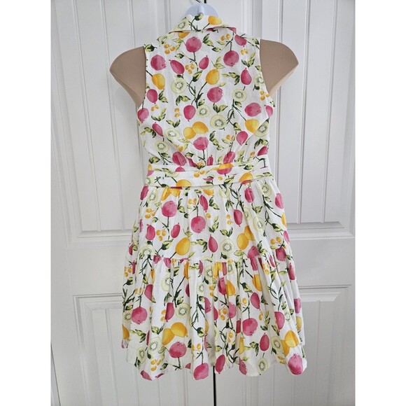 Cynthia Rowley Tropical Fruit Fit & Flare Button Dress Sz 8 Linen & Viscose - Picture 6 of 9